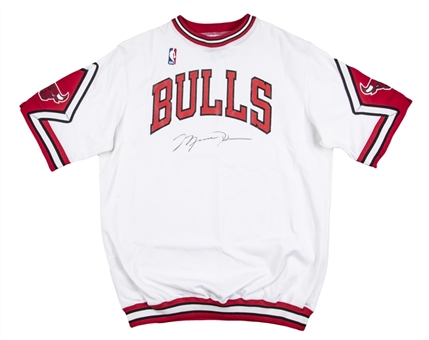 1987 Michael Jordan Signed Game Issued Chicago Bulls Warm Up Shirt (Sports Investors Authentication & JSA)